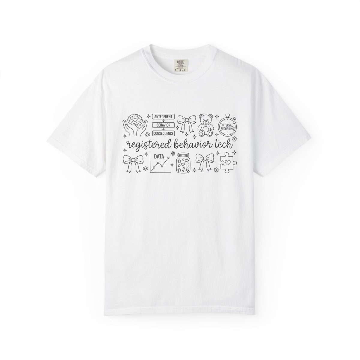 Registered Behavior Tech Shirt, RBT Doodle Collage Tee, ABA Therapist Shirt, Behavior Technician Gift