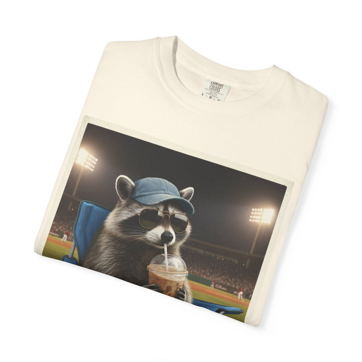 Baseball Raccoon Shirt, I Live Here Now Tee, Funny Ballpark Iced Coffee Shirt, Baseball Mom Gift