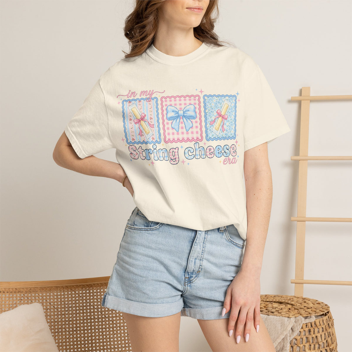 In My String Cheese Era Shirt, Coquette Bow Snack Tee, Funny Girl Dinner Shirt, Cute Gift