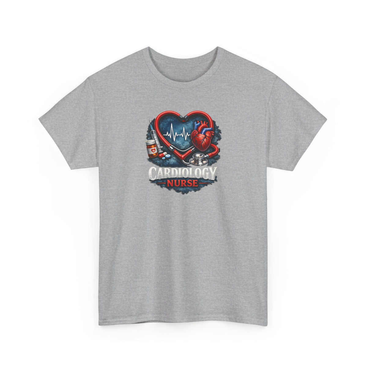 Cardiology Nurse T-Shirt — Heartbeat Stethoscope Design