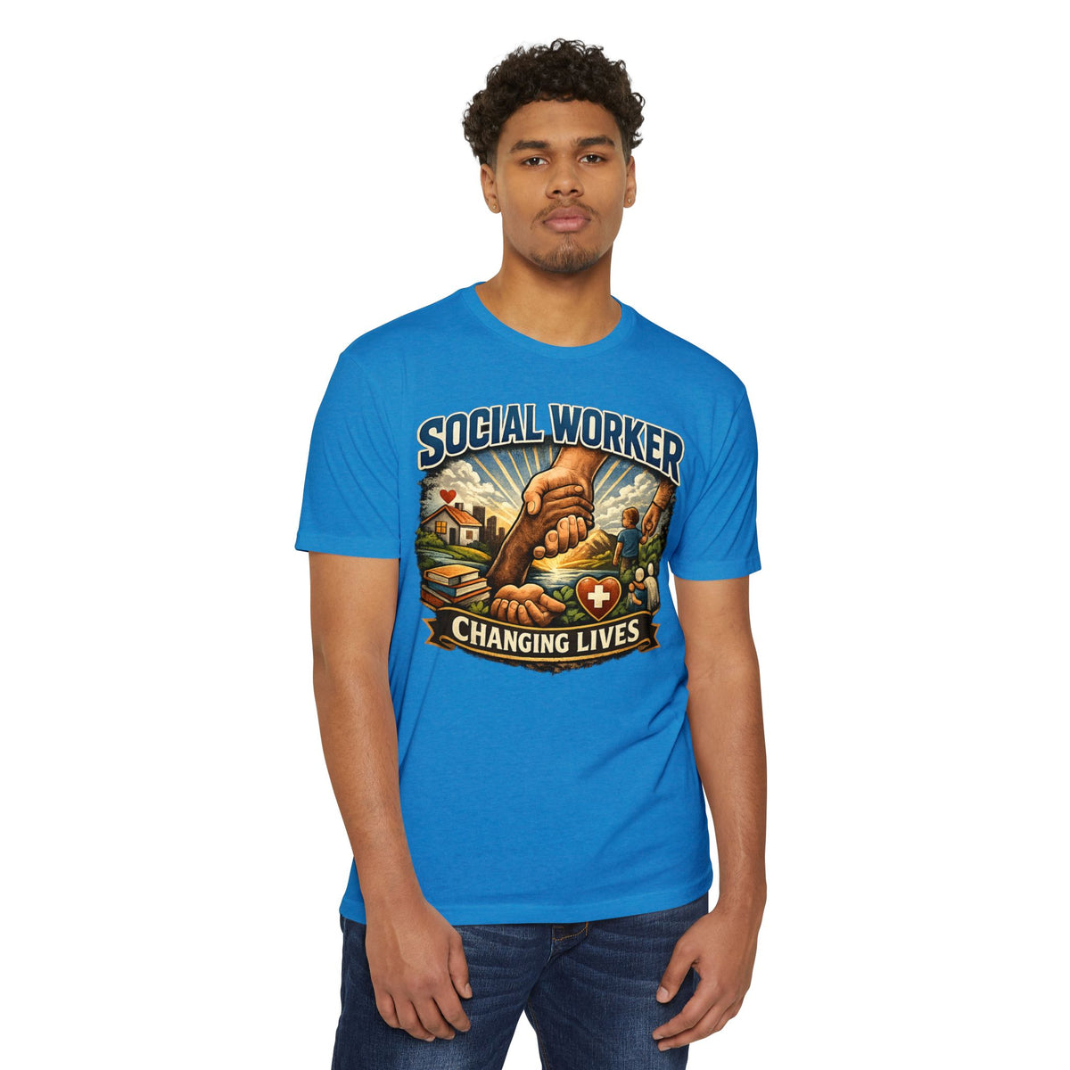 Social Worker T-Shirt — "Changing Lives" Graphic Tee for Caregivers & Advocates