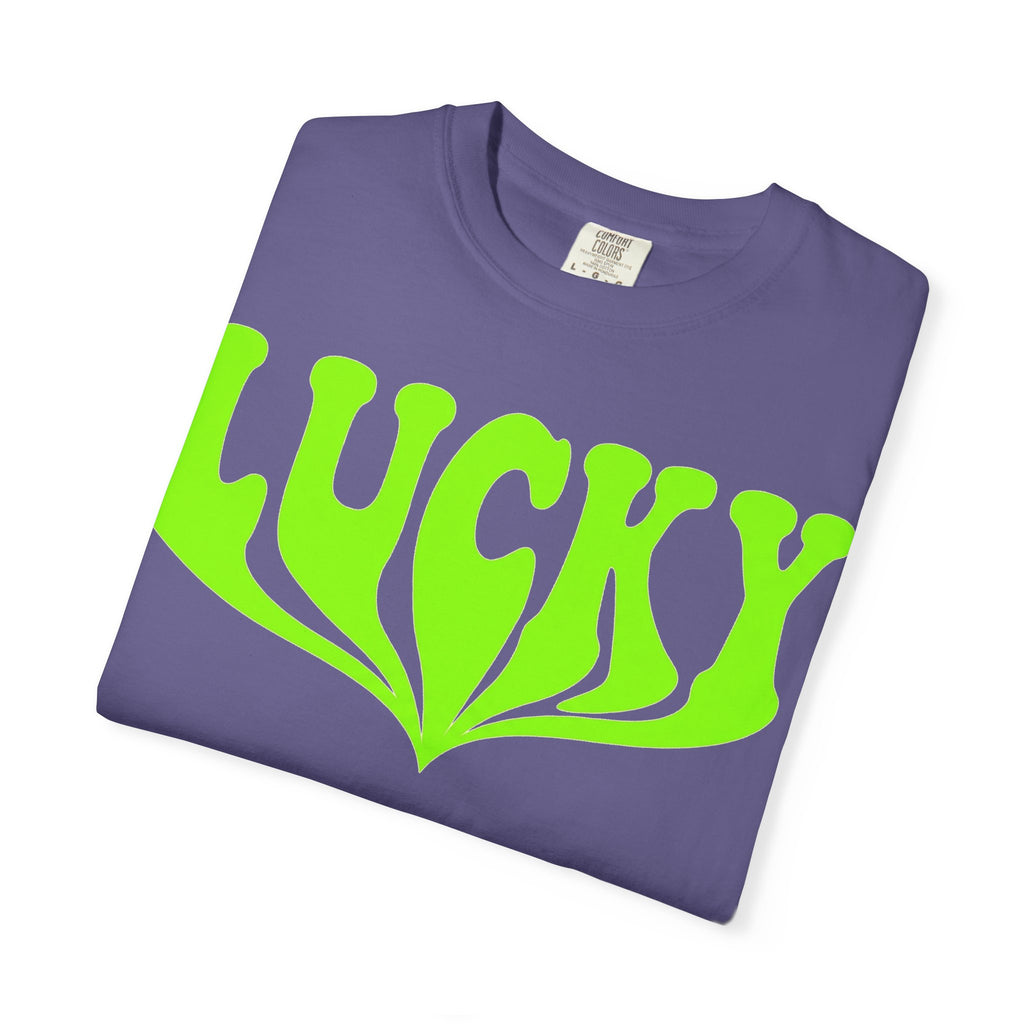 Lucky Drippy Type Shirt, Neon Green Psychedelic Tee, Retro St Patricks Day Shirt, Rave Gift