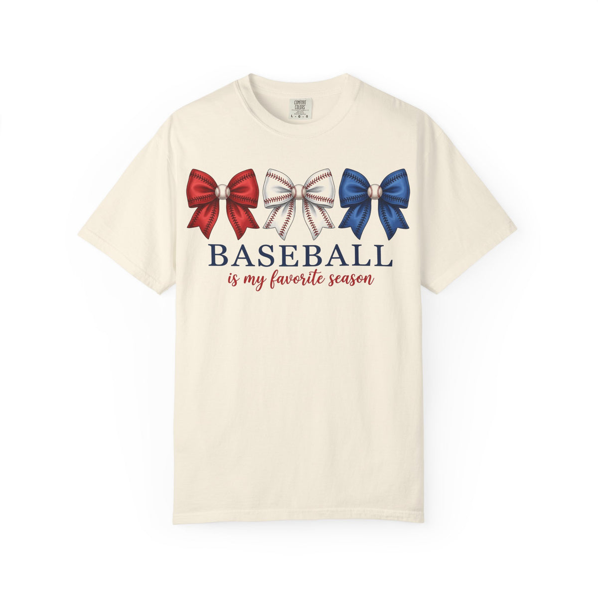 Baseball Is My Favorite Season Tee, Small Bow Trio Baseball Shirt, Coquette Sports Mom Shirt, Game Day Gift