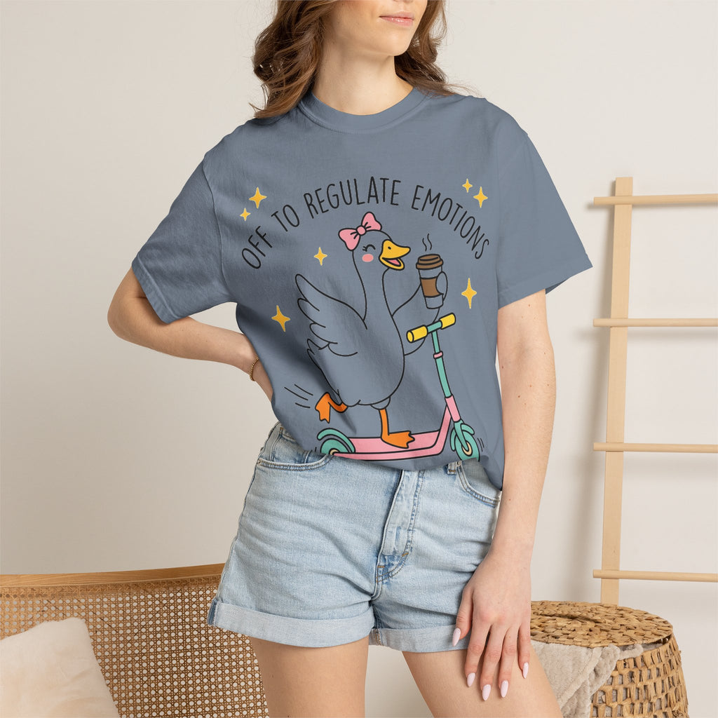 Off To Regulate Emotions Wide Shirt, Scooter Goose Coffee Tee, Funny Mental Health Shirt, Counselor Gift