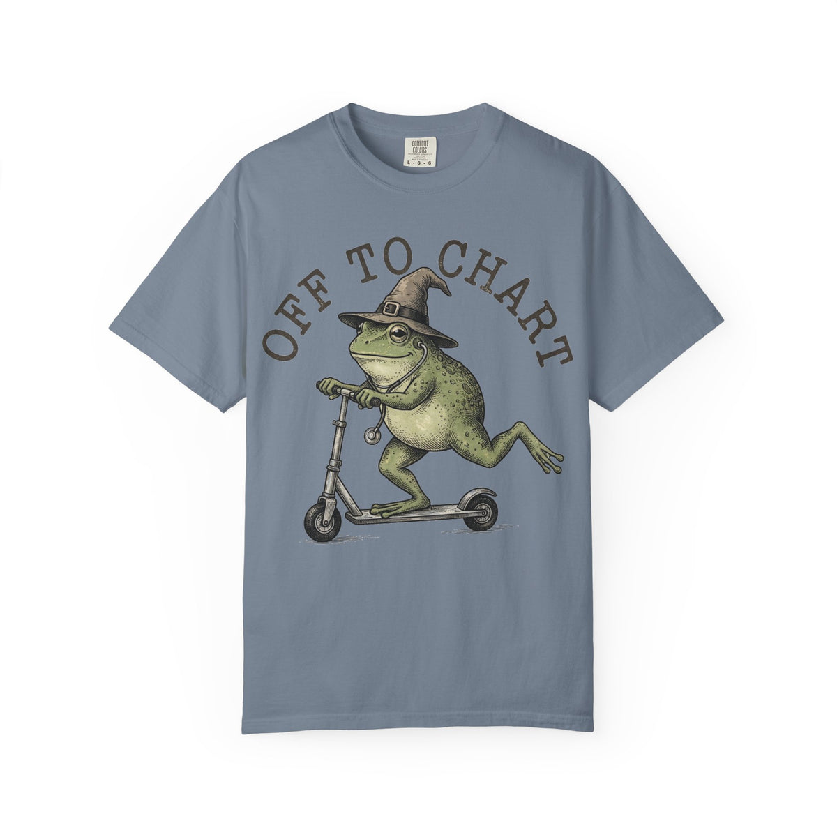 Off To Chart Bold Shirt, Engraved Frog Nurse Scooter Tee, Funny Night Shift Shirt, Nurse Gift
