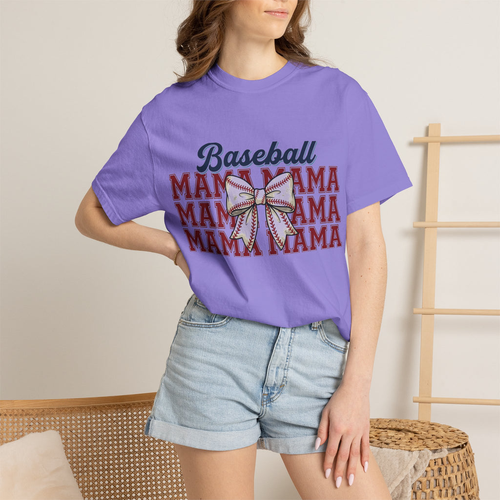 Baseball Mama Three Row Shirt, Varsity Repeat Mama Tee, Baseball Bow Mom Shirt, Little League Gift