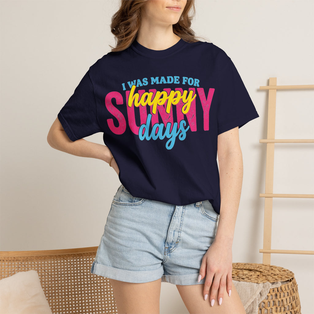 Happy Sunny Days Wide Shirt, Retro Layered Type Summer Tee, Bright Vacation Shirt, Summer Gift
