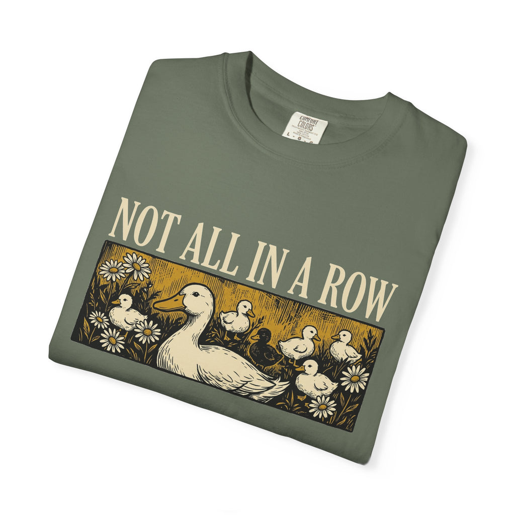 Not All In A Row Gold Panel Shirt, Woodcut Duck Family Tee, Folk Art Duck Shirt, Funny Gift