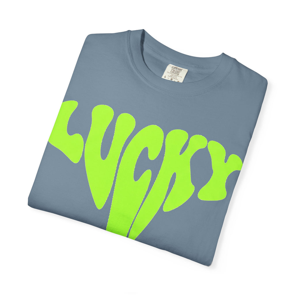 Lucky Drip Shirt, Neon Psychedelic Lettering Tee, Trippy St Patricks Day Shirt, Rave Gift