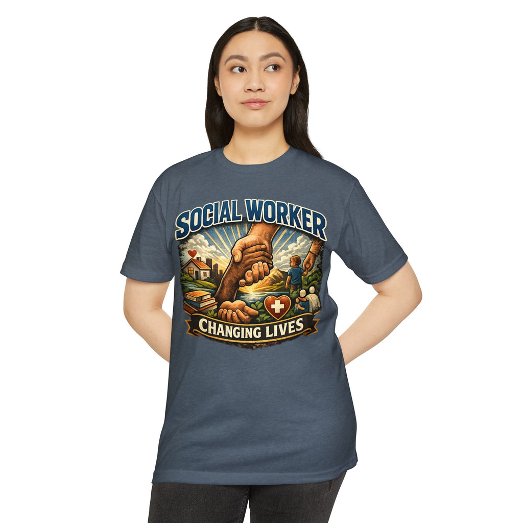 Social Worker T-Shirt — "Changing Lives" Graphic Tee for Caregivers & Advocates