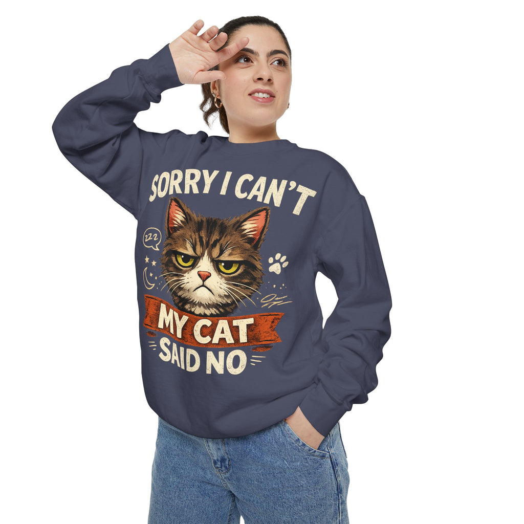 Sorry I Can't My Cat Said No Sweatshirt — Funny Cat Lover Pullover