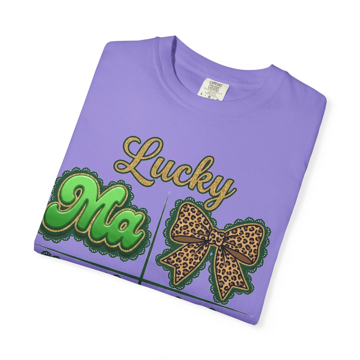 Lucky Mama Shirt, St Patricks Day Leopard Bow Tee, Green Glitter Mama Shirt, Irish Mom Gift