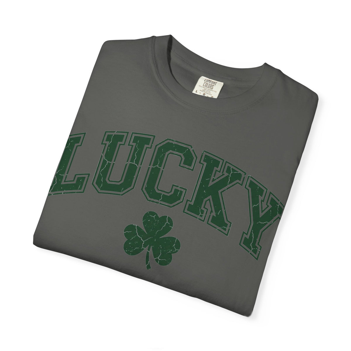 Lucky Shamrock Varsity Shirt, Distressed Green Clover Tee, St Patricks Day Collegiate Shirt, Irish Gift