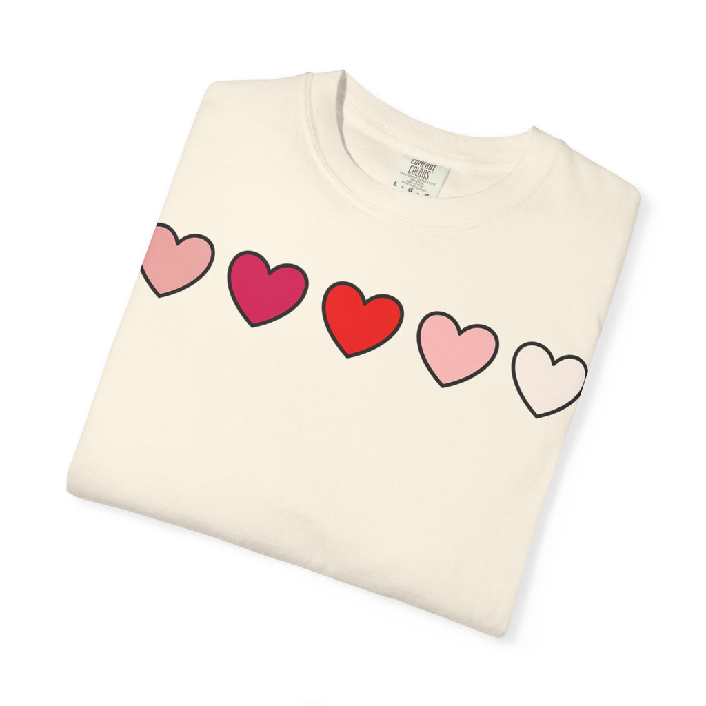 Row Of Hearts Shirt, Minimal Pink Heart Line Tee, Simple Valentine Shirt, Galentines Gift