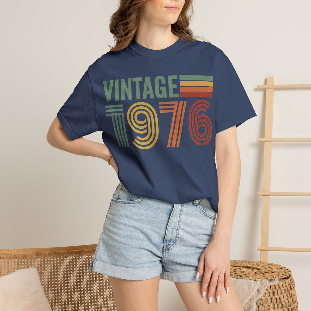 Vintage 1976 Wide Shirt, Retro Striped Birth Year Tee, 50th Birthday Shirt, 1976 Gift