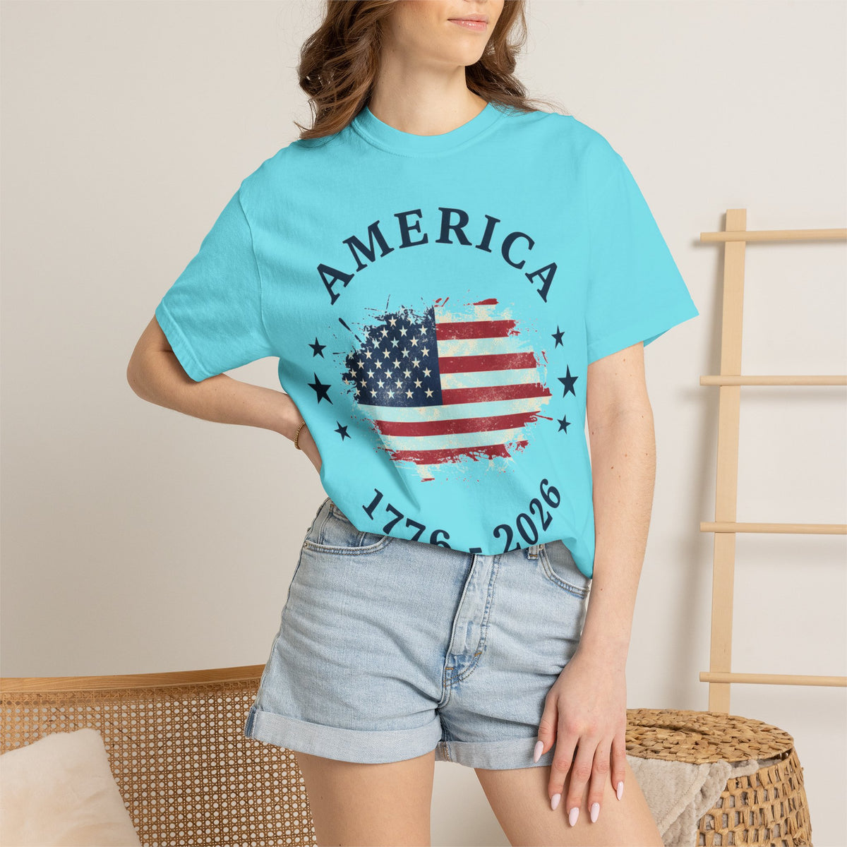 America 1776 2026 Arched Shirt, Vintage Flag Splash Tee, Patriotic Americana Shirt, Independence Day Gift