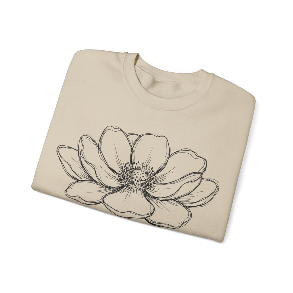 Minimalist Flower Line Art Sweatshirt, Single Bloom Botanical Sweatshirt, Simple Floral Gift for Her, Aesthetic Sketch Flower Sweatshirt, Na