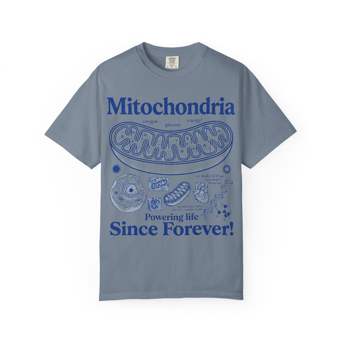 Mitochondria Powering Life Since Forever Tall Shirt, Retro Biology Poster Tee, Science Teacher Shirt, Nerd Gift