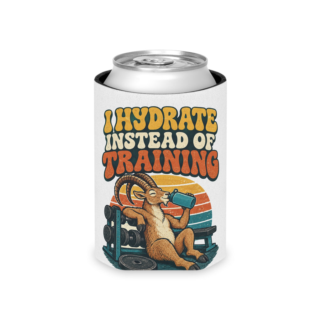 I Hydrate Instead Of Training Can Cooler, Funny Beer Can Sleeve, Gym Gift Stocking Stuffer