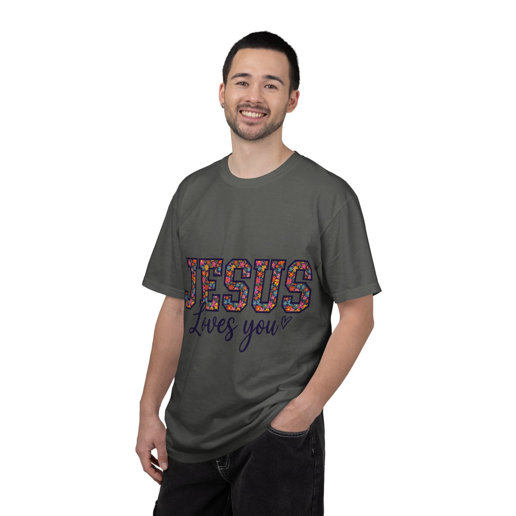 Jesus Loves You Shirt, Floral Varsity Christian Tee, Faith Statement Shirt, Church Gift