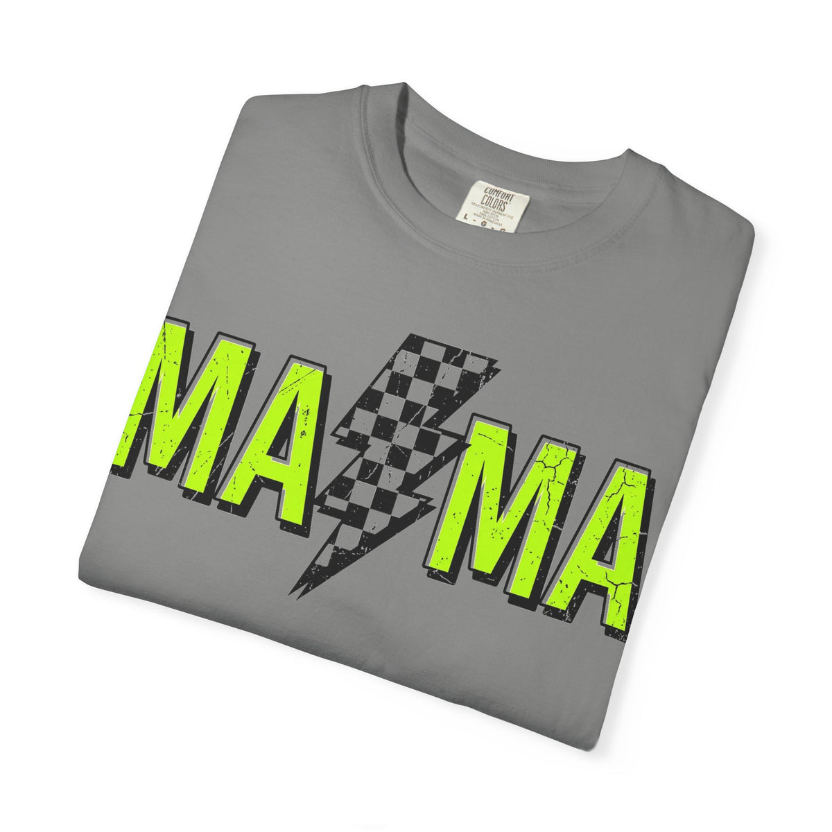Mama Lightning Bolt Shirt, Neon Green Checkered Bolt Tee, Edgy Mom Shirt, Mama Gift