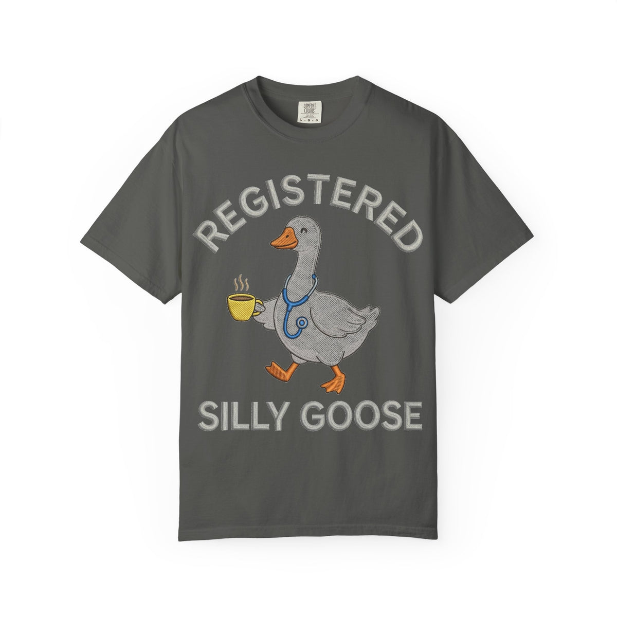 Registered Silly Goose Straight Text Shirt, Embroidered Look Nurse Goose Tee, Funny RN Shirt, Nurse Gift