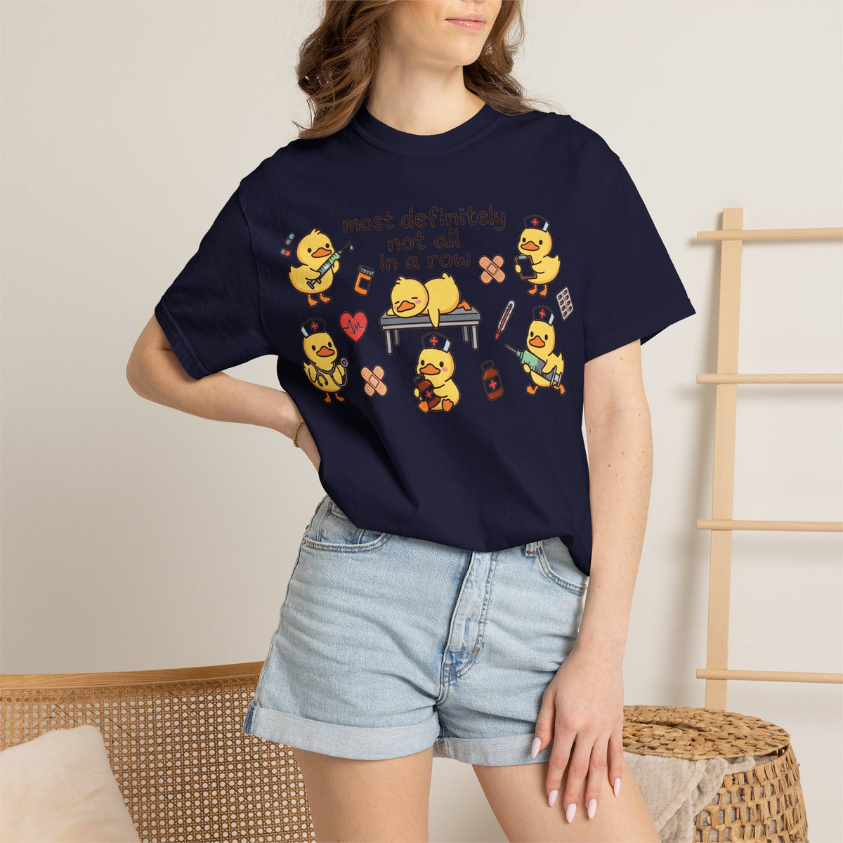 Most Definitely Not All In A Row Wide Shirt, Nurse Duckling Chaos Tee, Funny RN Shirt, Nurse Gift