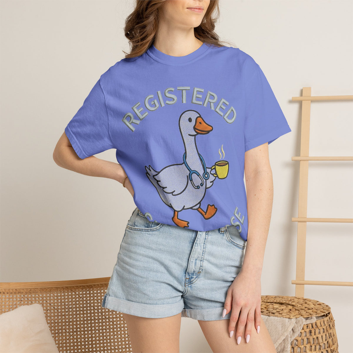 Registered Silly Goose Shirt, Faux Embroidery Nurse Goose Tee, Funny RN Shirt, Nurse Gift