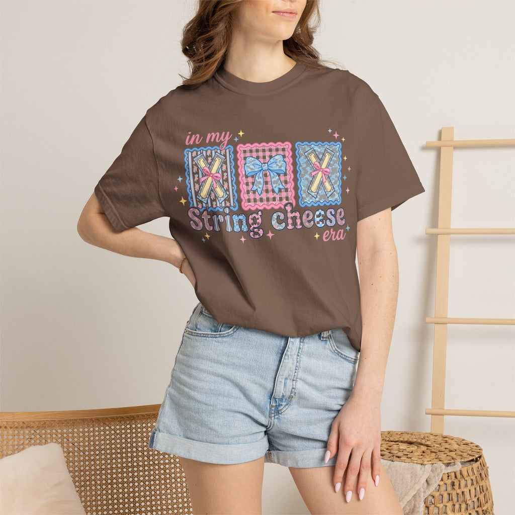 In My String Cheese Era Bow Shirt, Pastel Coquette Snack Tee, Funny Cheese Lover Shirt, Cute Gift