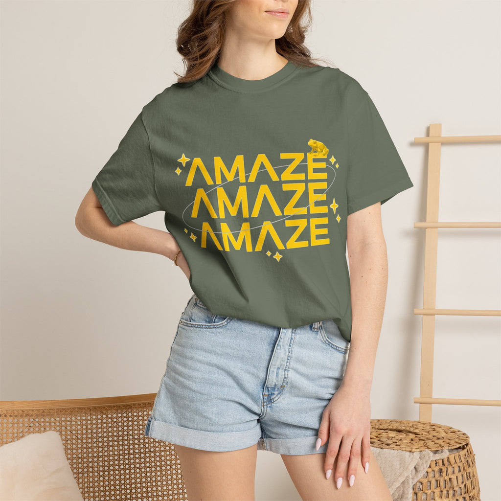 Amaze Amaze Amaze Shirt, Retro Stacked Type Tee, Tiny Frog Graphic Shirt, Funny Minimal Gift