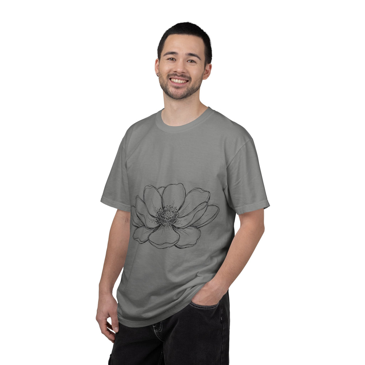 Anemone Flower Line Art Shirt, Minimal Botanical Drawing Tee, Single Bloom Shirt, Plant Lover Gift