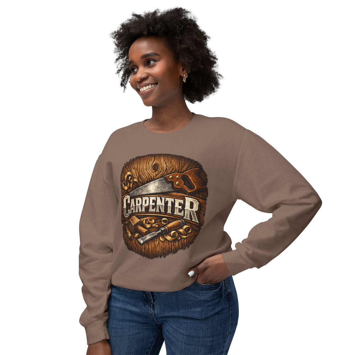 Carpenter Crewneck Sweatshirt — Vintage Woodworker Logo