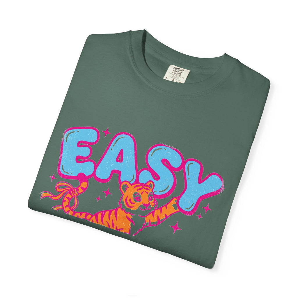 Easy Tiger Shirt, Y2K Bubble Letter Tiger Tee, Pink And Blue Retro Shirt, Funny Flirty Gift
