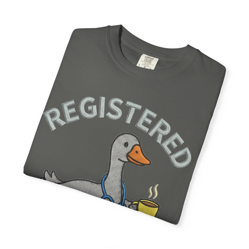 Registered Silly Goose Shirt, Faux Embroidery Nurse Goose Tee, Funny RN Shirt, Nurse Gift