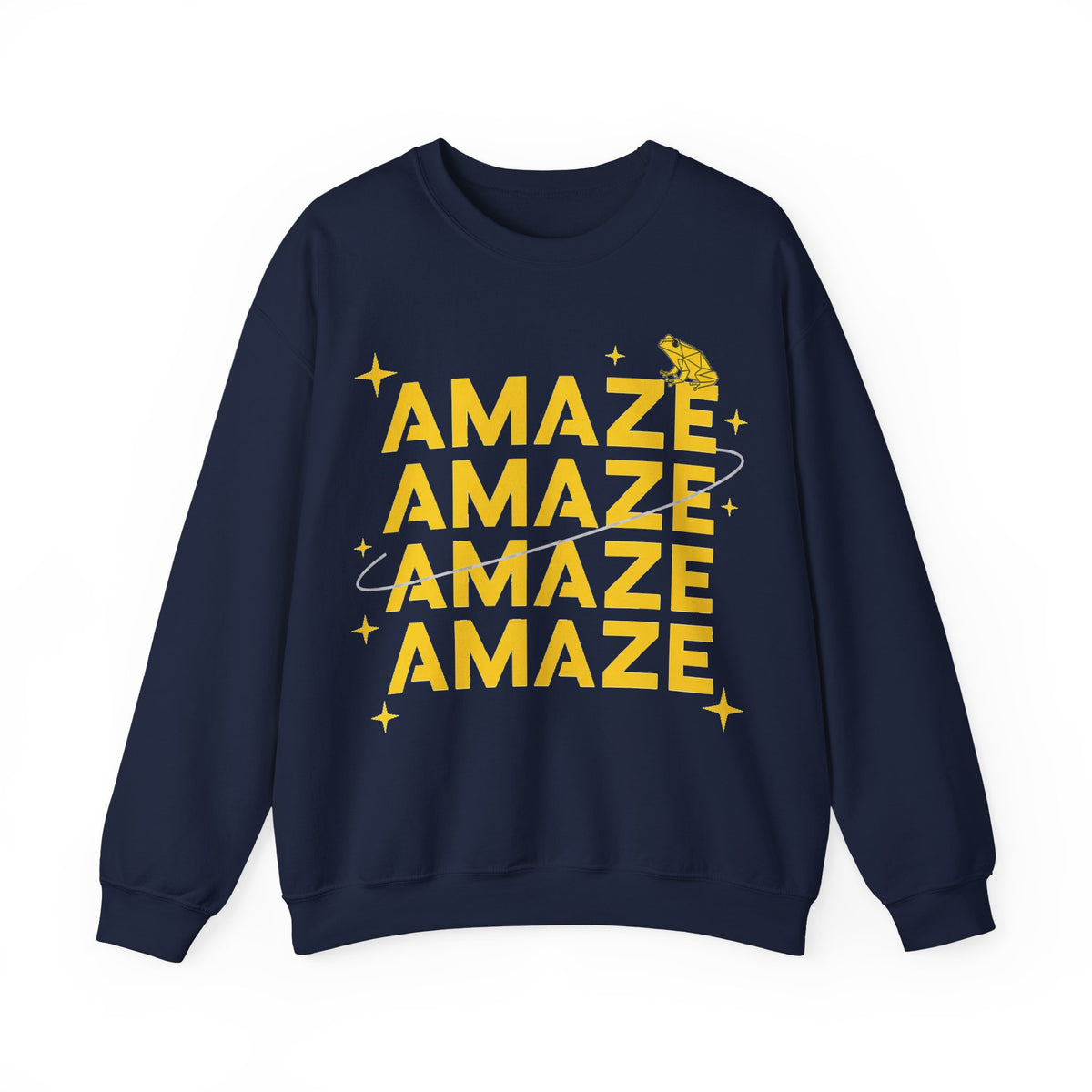 Amaze Amaze Amaze Frog Sweatshirt, Funny Retro Frog Sweatshirt, Yellow Typography Frog Lover Gift, Weird Meme Sweatshirt, Cottagecore Frog G