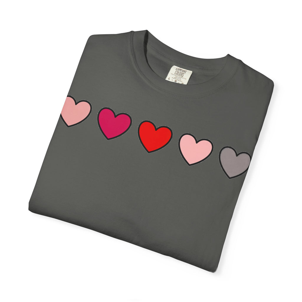 Row Of Hearts Shirt, Minimal Pink Heart Line Tee, Simple Valentine Shirt, Galentines Gift