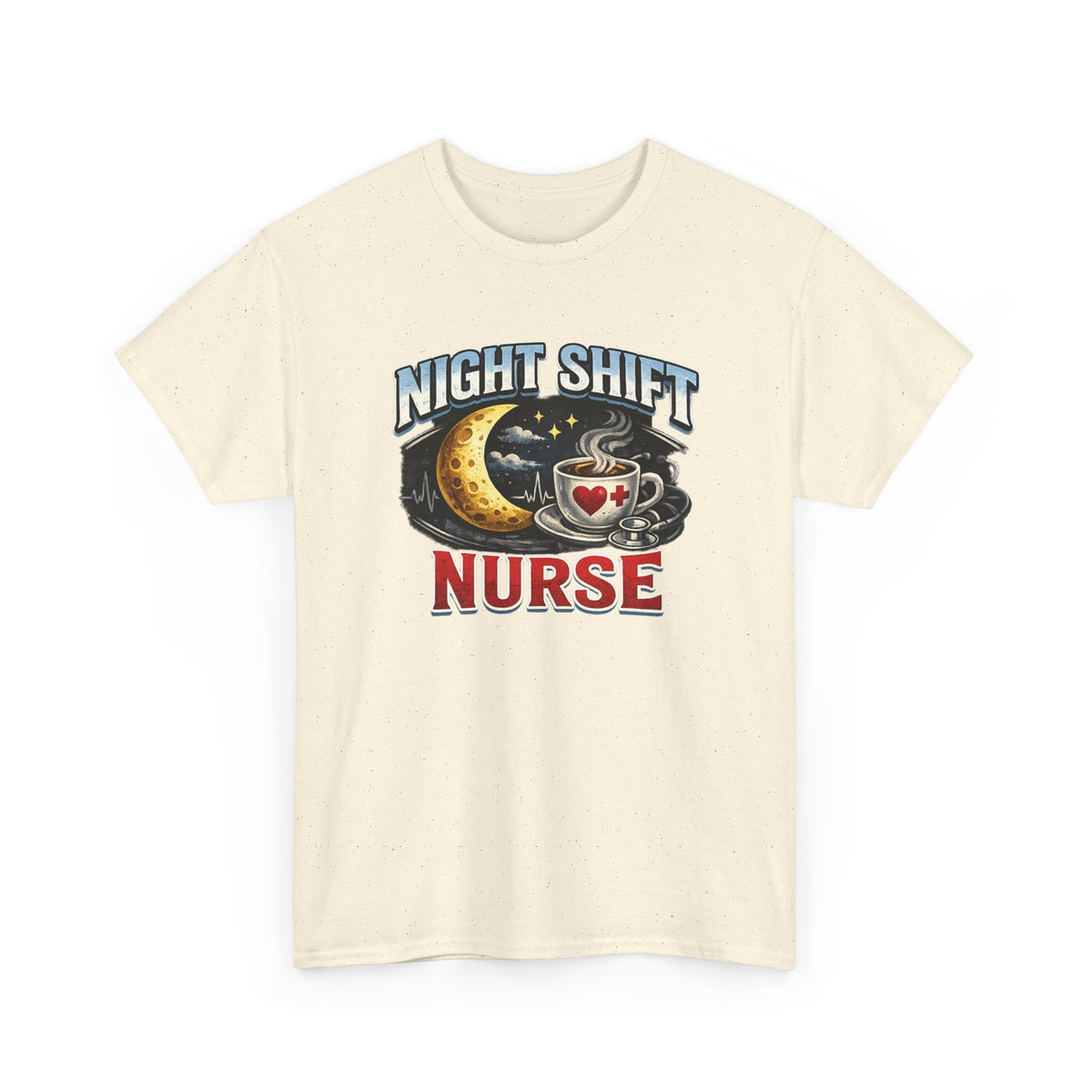 Night Shift Nurse T‑Shirt - Cute Moon & Coffee Graphic Tee for Nurses