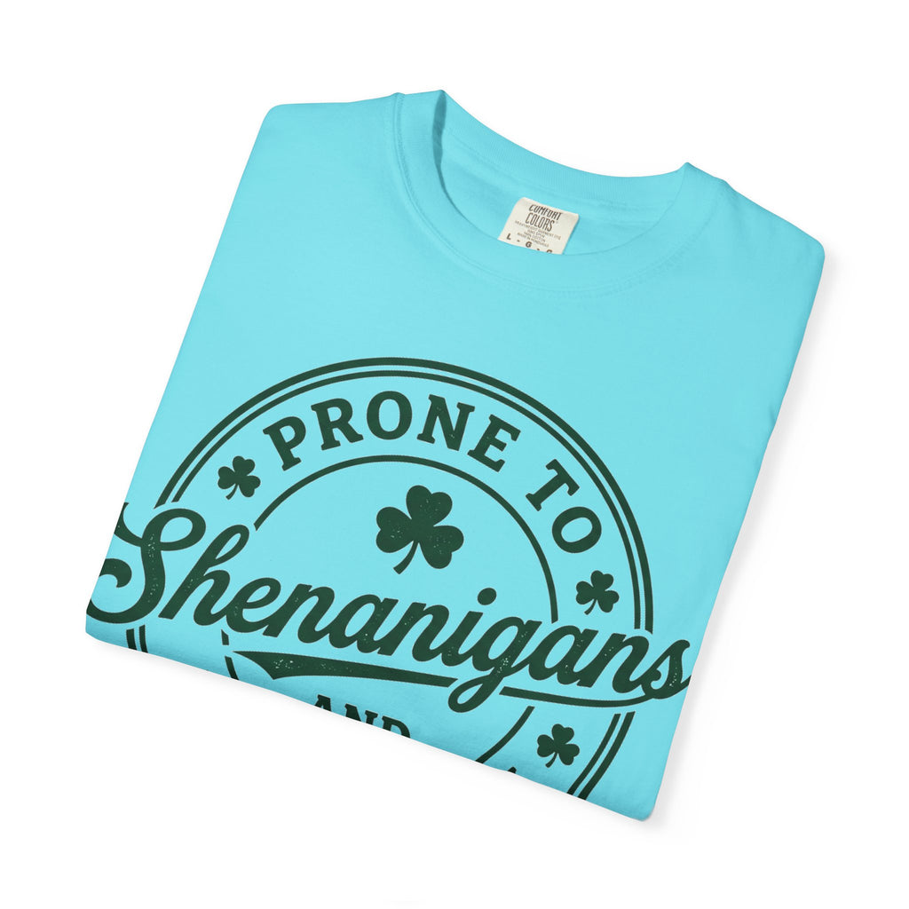 Prone To Shenanigans And Malarkey Shirt, St Patricks Day Badge Tee, Funny Irish Shirt, Paddys Day Gift