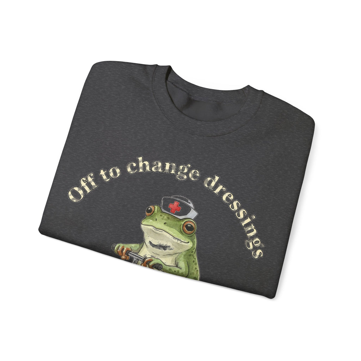 Off To Change Dressings Frog Nurse Sweatshirt, Wound Care Nurse Sweatshirt, Funny Frog Scooter Nurse Gift, Vintage RN Humor Sweatshirt, Scru