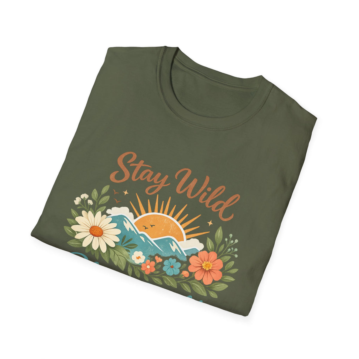 Stay Wild Bloom Bright T-Shirt — Floral Sunset Graphic Tee