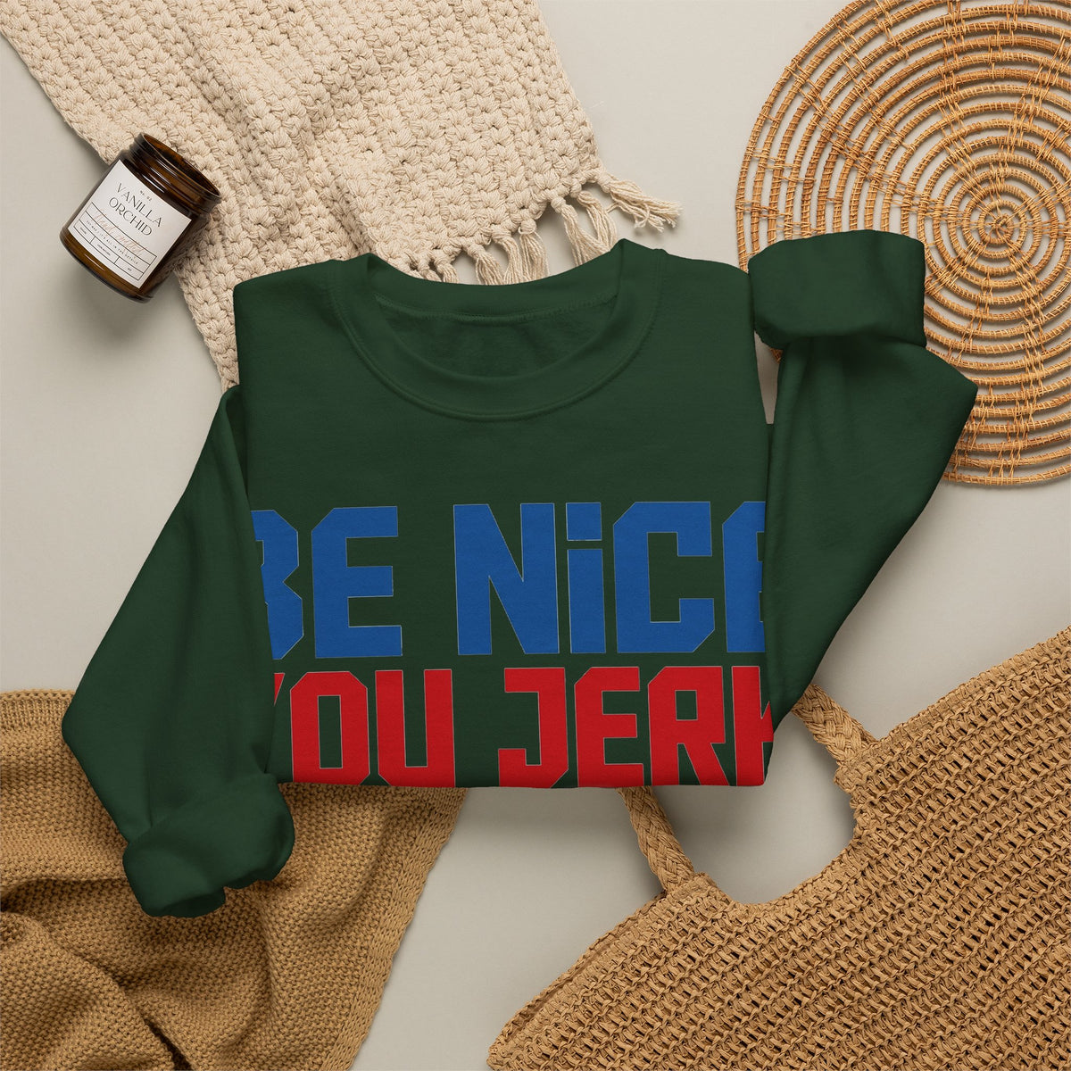 Be Nice You Jerk Sweatshirt, Funny Sarcastic Kindness Sweatshirt, Retro Bold Typography Sweatshirt, Funny Gift for Friend, Sassy Graphic Swe