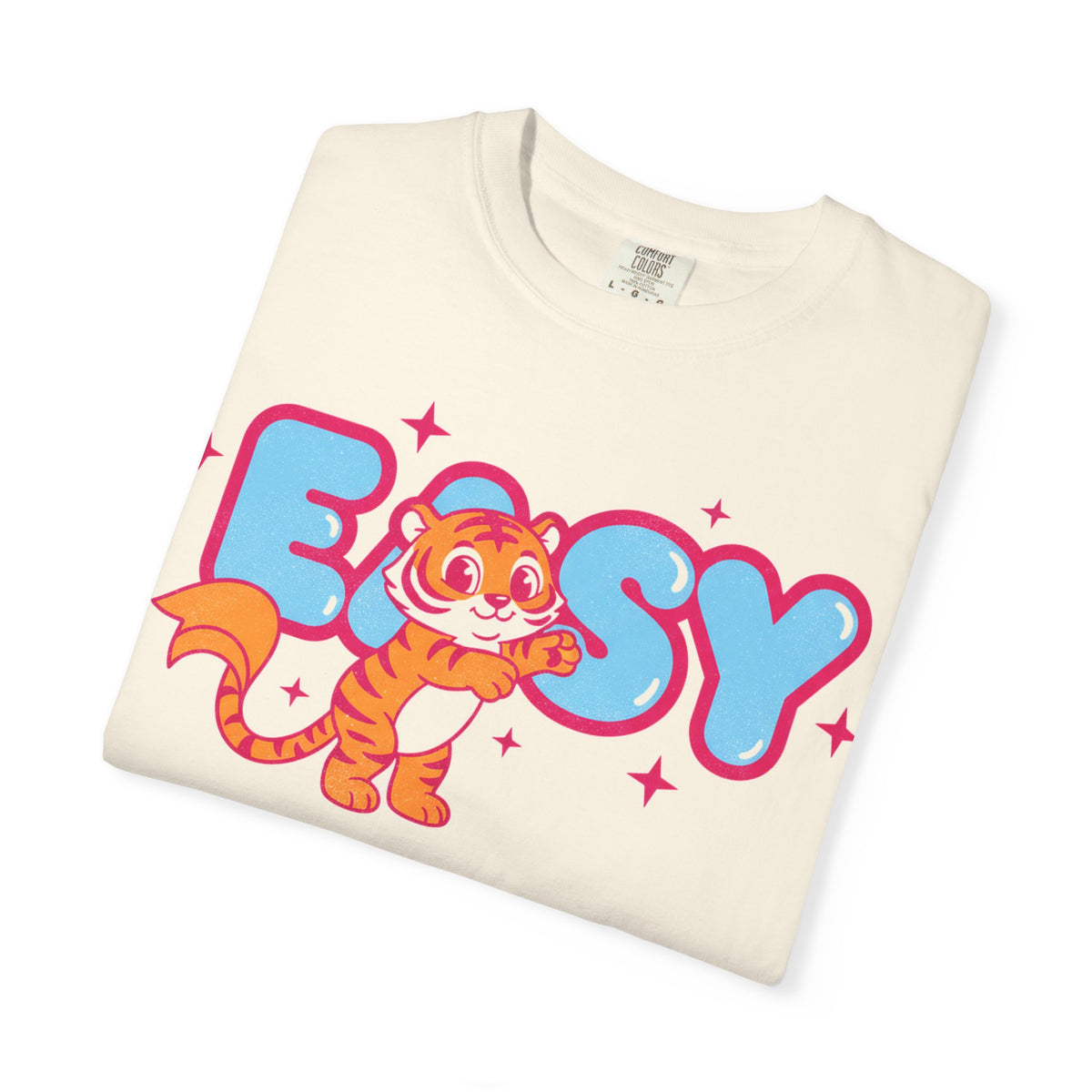 Easy Tiger Centre Cub Shirt, Y2K Retro Bubble Tiger Tee, Pink Sparkle Shirt, Funny Flirty Gift