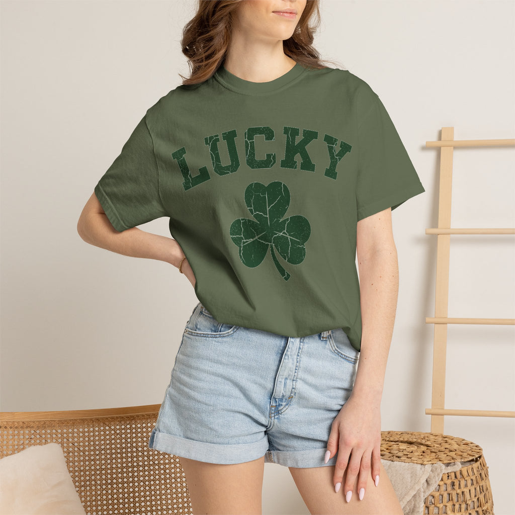 Lucky Big Shamrock Shirt, Bold Varsity Clover Tee, St Patricks Day Shirt, Irish Gift