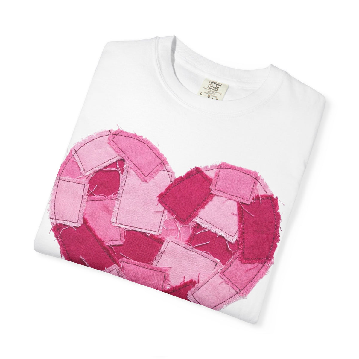 Patchwork Heart Shirt, Frayed Pink Quilt Heart Tee, Shabby Chic Valentine Shirt, Cozy Gift