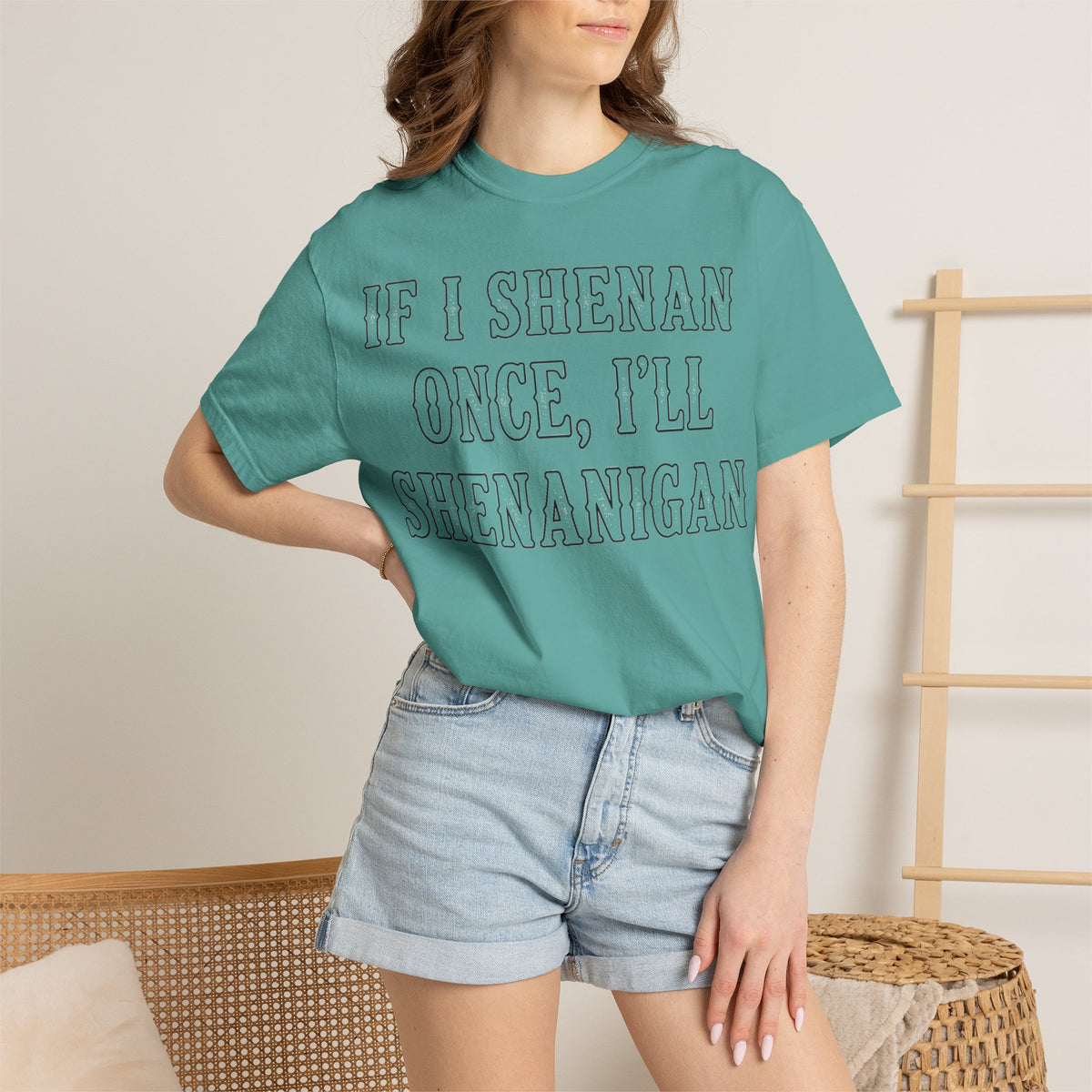If I Shenan Once I'll Shenanigan Outline Shirt, St Patricks Day Humor Tee, Collegiate Irish Shirt, Paddys Day Gift