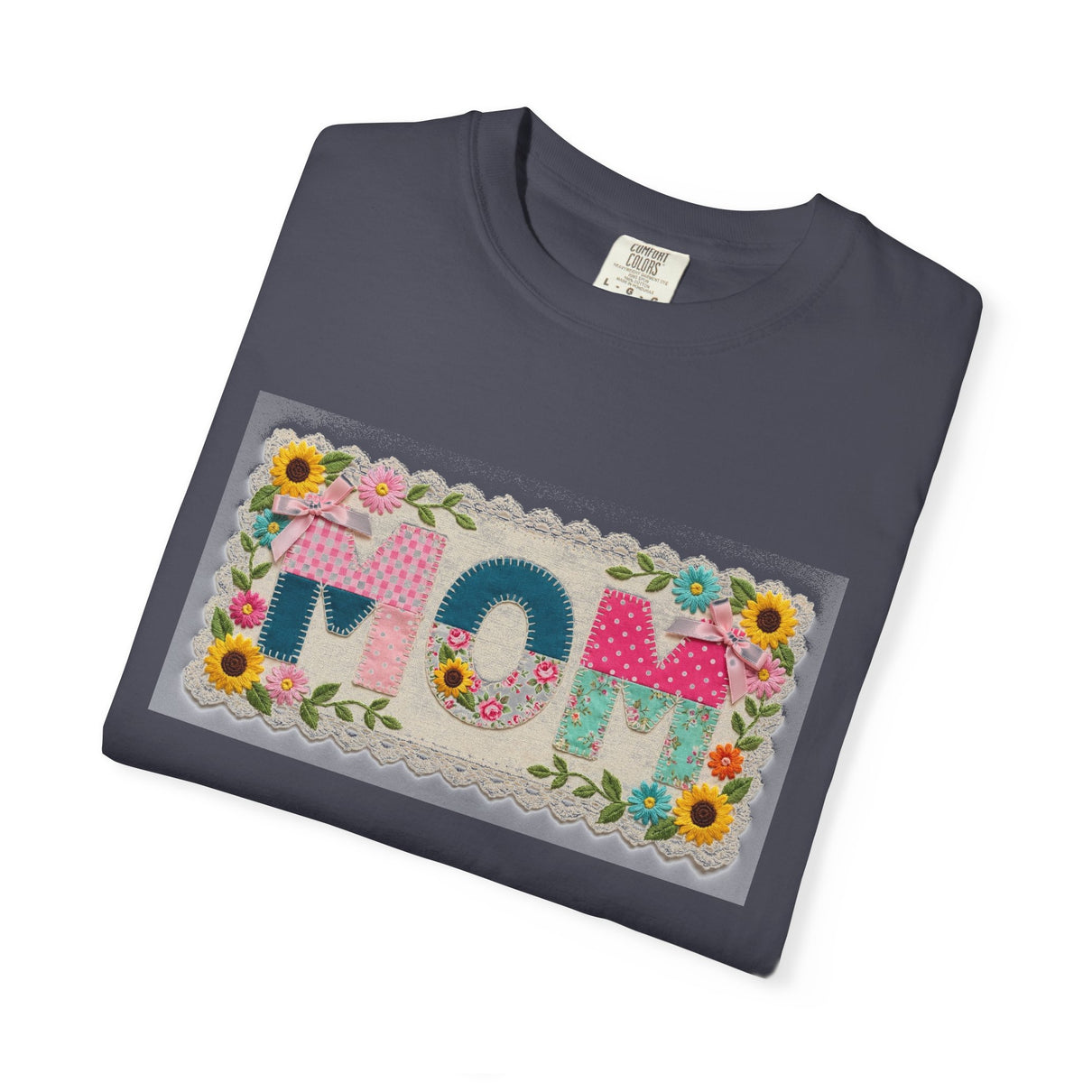 Mom Floral Applique Shirt, Faux Embroidery Sunflower MOM Tee, Mothers Day Shirt, Mom Gift