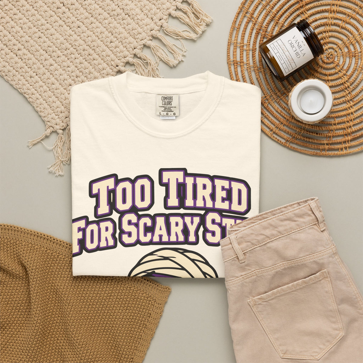 Too Tired For Scary Stuff Halloween Shirt, Funny Mummy Tee, Retro Spooky Humor