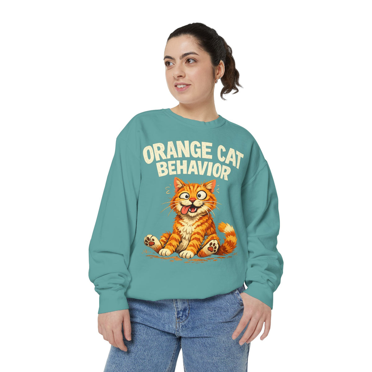 Orange Cat Behavior Sweatshirt — Cute Ginger Kitty Graphic Pullover