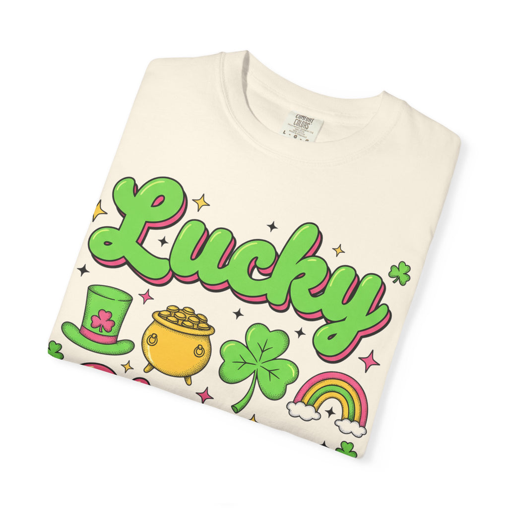 Lucky Charm Pink Shirt, Groovy St Patricks Day Tee, Rainbow Clover Shirt, Irish Gift