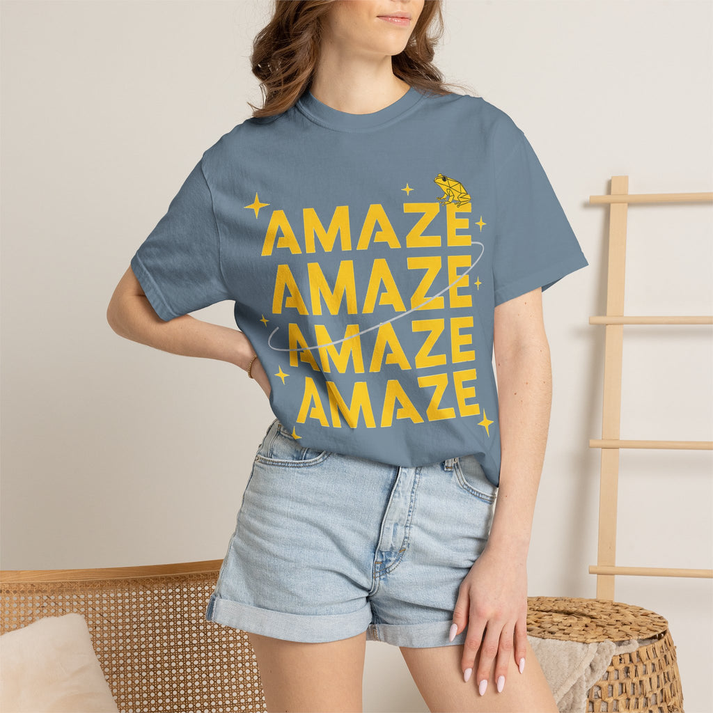 Amaze Amaze Amaze Amaze Shirt, Four Line Retro Type Tee, Frog Sparkle Graphic Shirt, Trendy Gift